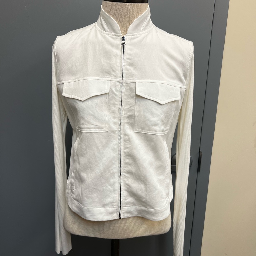 Lola & Sophie XS Eggshell Linen Blend Double Rib Jacket Utility Jacket USA NWT